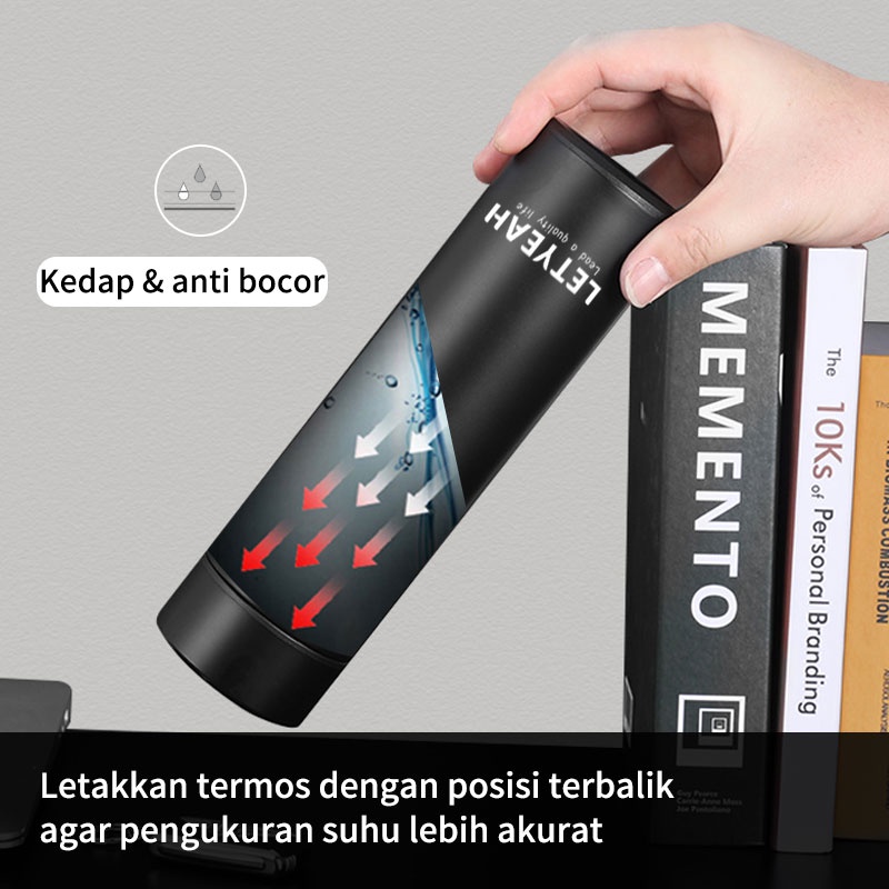 Letyeah &amp; Kaizenliving Botol Termos air panas 500ml / thermos suhu display LED 304 stainless tumbler air panas dingin