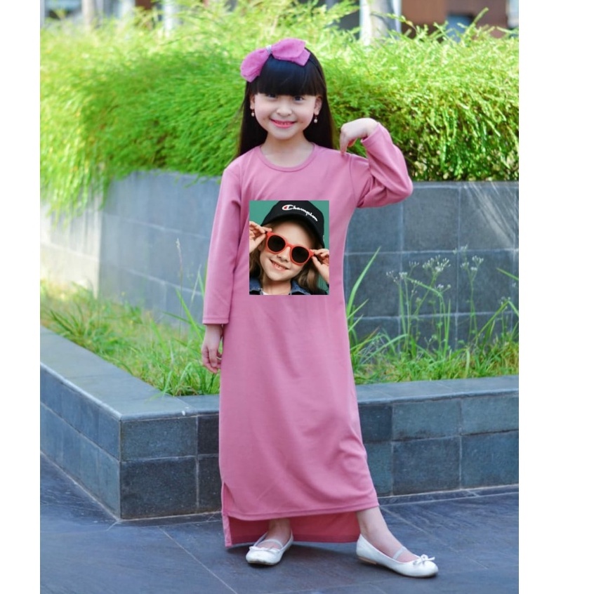 MOMOGI- MIDI DRESS ANAK PRINTING DTF / LONG TUNIK ANAK (Usia 5-10th)