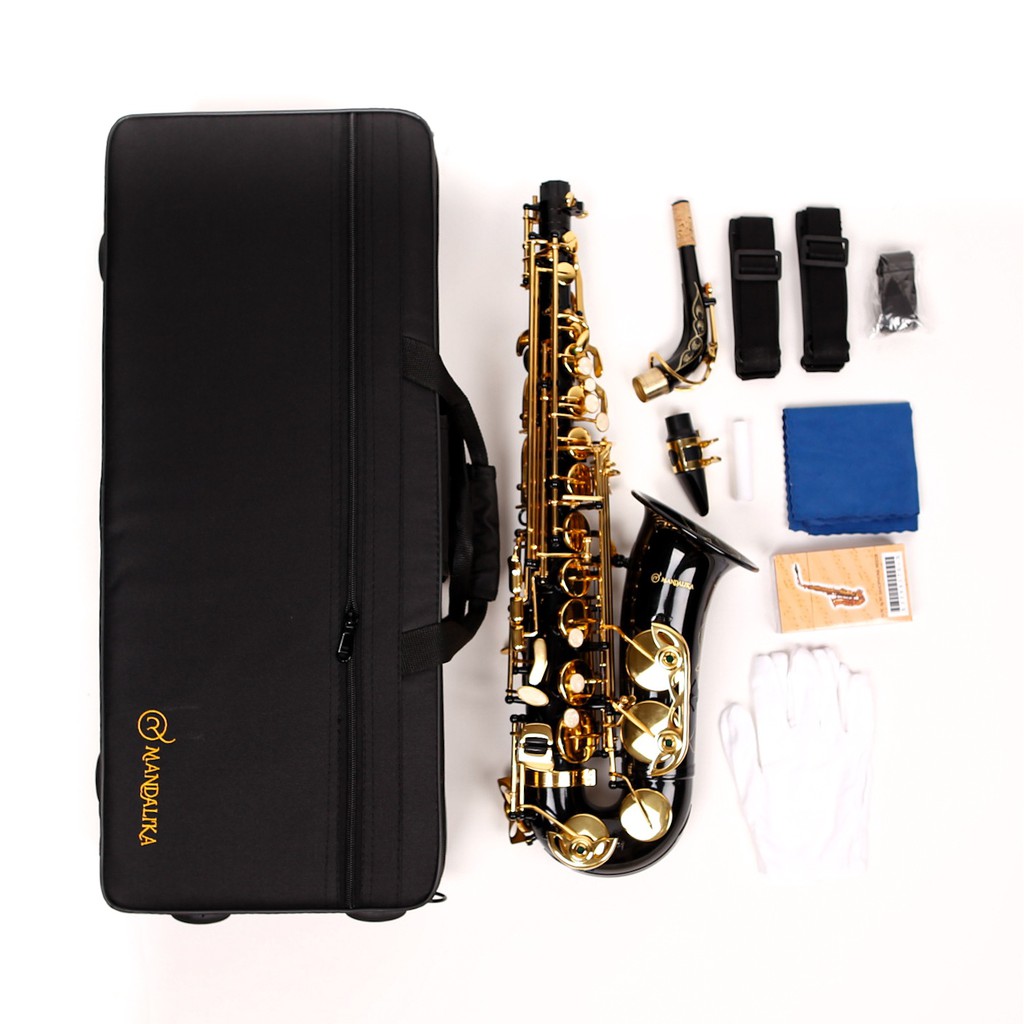 ALTO SAXOPHONE BRASS BLACK GOLD ORIGINAL MANDALIKA FULLSET