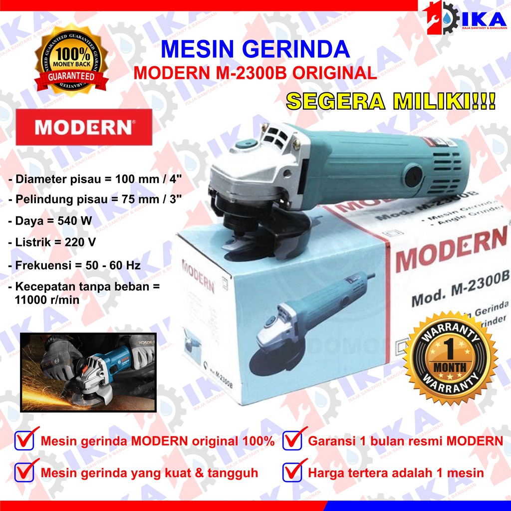 MODERN M-2300 B Gerinda Tangan 4 Inch Angle Disc Grinder Gurinda Grinda Listrik Mesin M2300B M-2300B