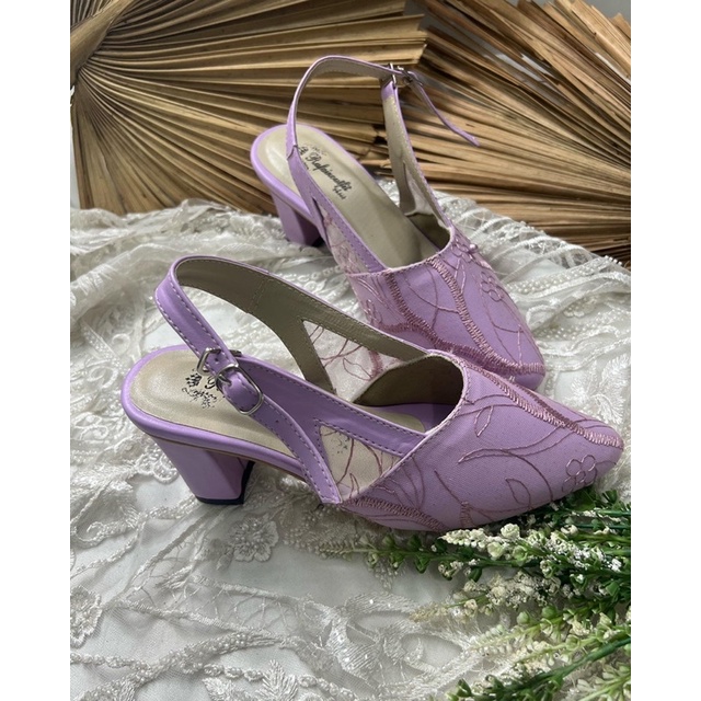 sepatu wanita pesta lilac Sabrina  tanpa payet 7cm tahu