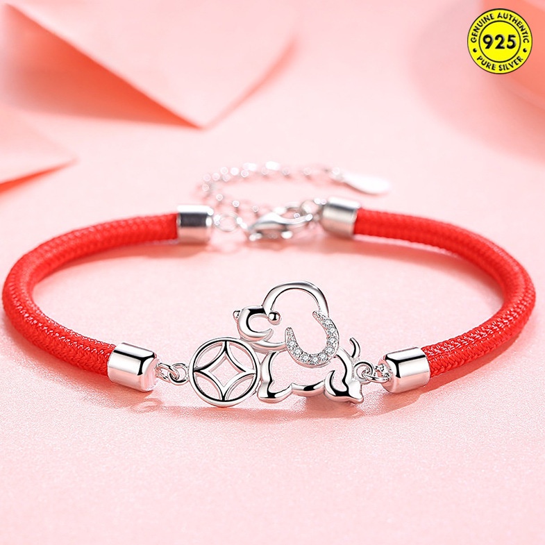 Chinese Zodiac Zodiac Year of Dog This Animal Year Red Rope Fortune Dog Bracelet