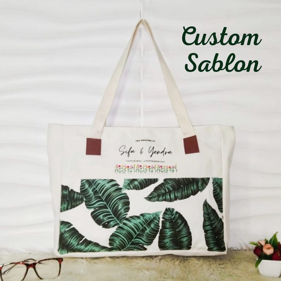 TOTE BAG BELANJA SHOPPING BAG TOTEBAG POLOS UNTUK SEMINAR SOUVENIR BISA CUSTOM SABLON