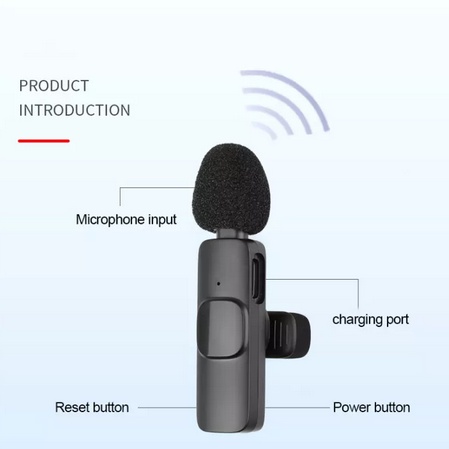 Mic Wireless HP Vlog Youtuber Portable Mic for Iphone and Android Smartphone Condenser