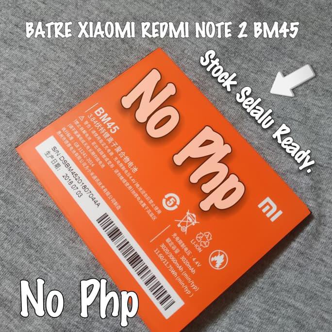 Terbaru Batre Baterai Original 100% Xiaomi Redmi Note 2 Ori Batre Bm45 Garansi