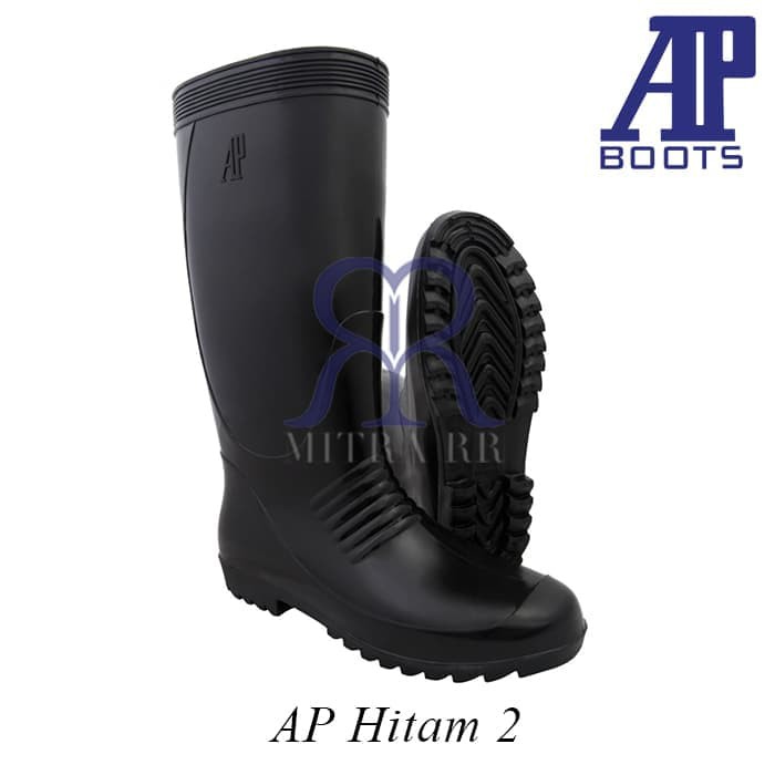 AP TERMURAH AP Boots Hitam 2 - Sepatu Boot Tinggi Karet AP II Full Black Glossy AP 2 AP Black 2