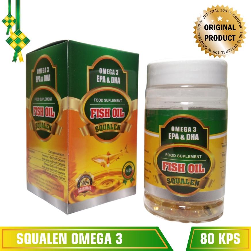 Minyak Ikan Fish Oil Squalen | Omega 3 HPA dan DHA Isi 80 Kapsul