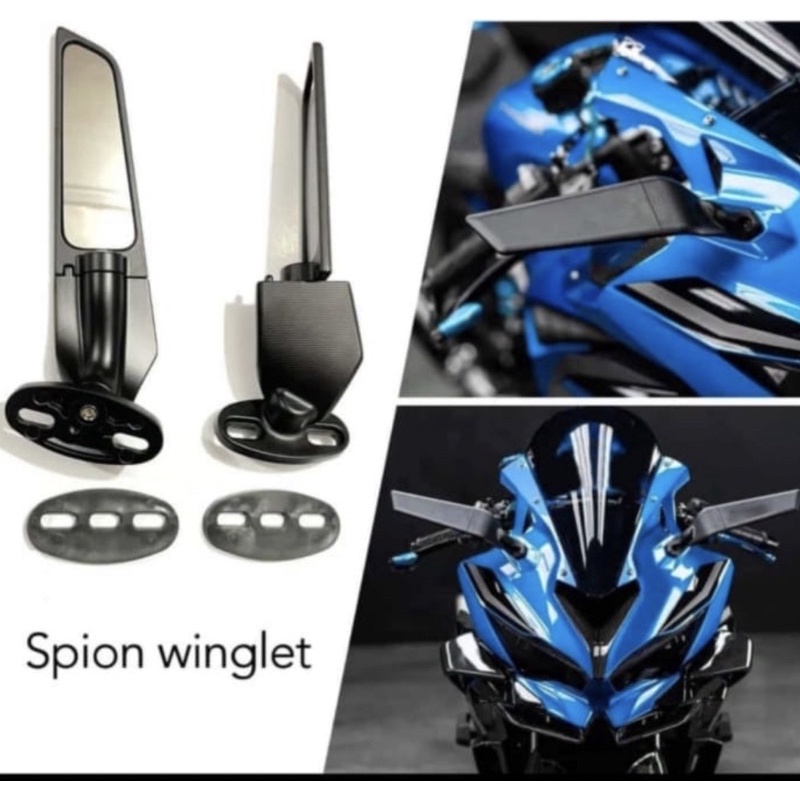 Spion Winglet FULL CNC (bukan plastik) Cbr150 cbr250 Ninja250 Gsx150 R15 Xmax Nmax Bahan Full Cnc