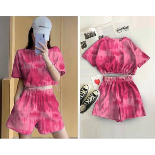 SETELAN BAJU MODEL CROP TIE DYE // SETELAN BAJU WANITA CROP TIEDYE // FASHION CEWEK REMAJA ALL SIZE