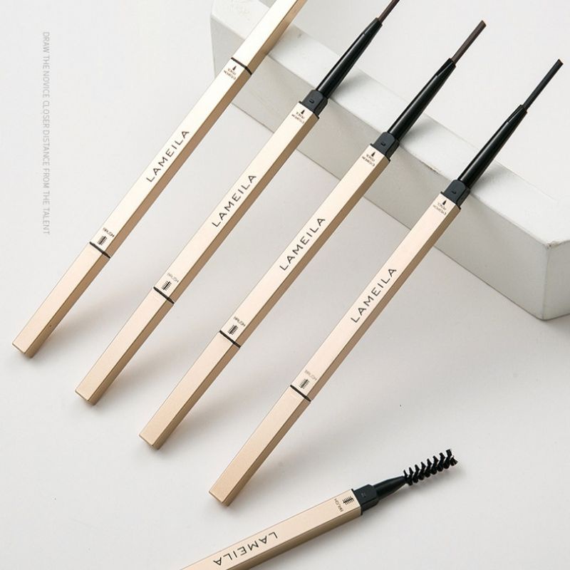 Lameila Eyebrow Waterproof Gold Edition Double Head Kosmetik Mata Pensil Alis Kepala Ganda Tahan Lama 807 Original