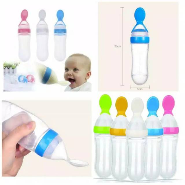 Botol sendok makan Mpasi bayi dot silicon | Silicone spoon feeder 90 ml | tebal bpafree