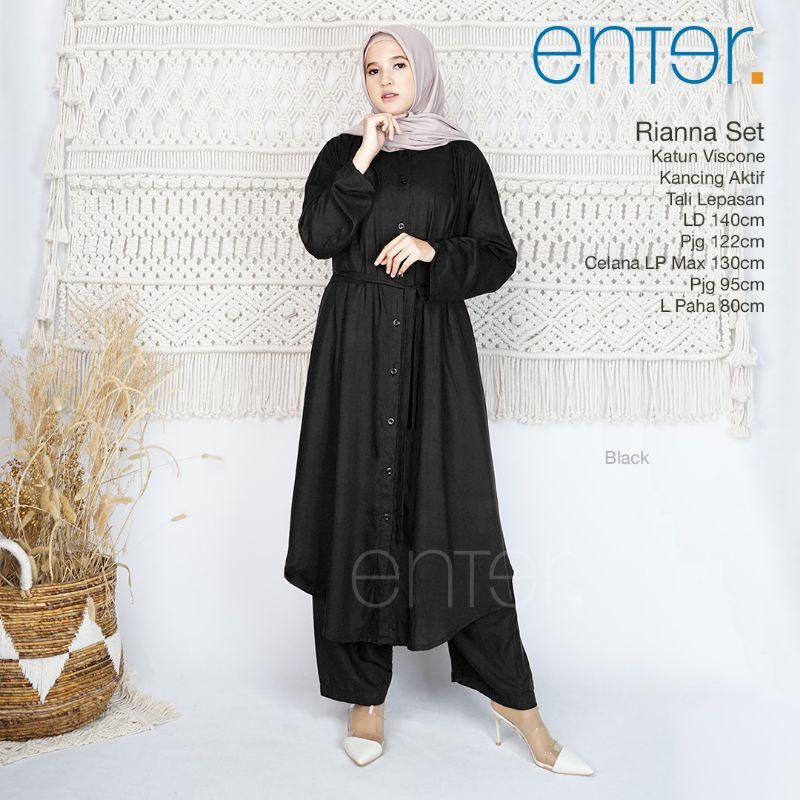 RIANNA SET  // SETELAN WANITA ONE SET JUMBO // KATUN VISCOSE LD 140 // LONG TUNIK KANCING AKTIF // C