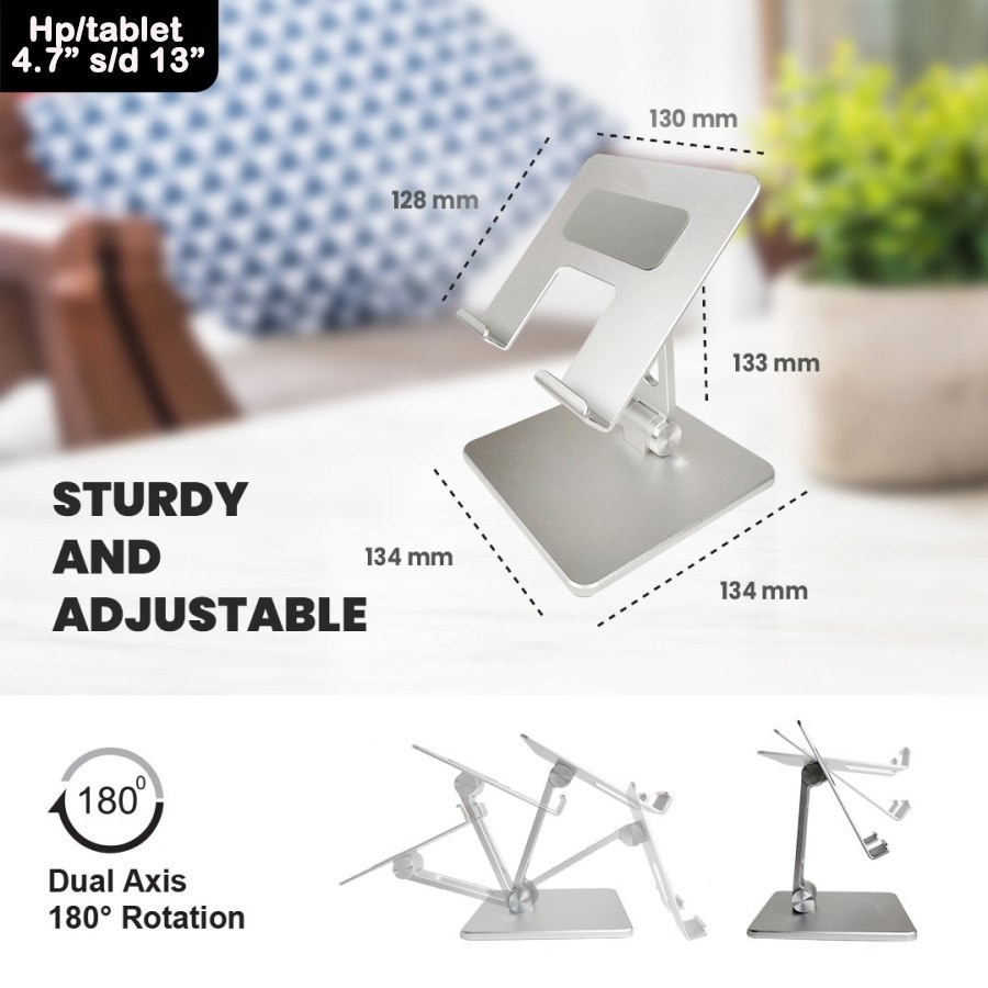 Stand Holder TABLET s/d 13 inch lebar 13cm IPAD PRO Dudukan Aluminium