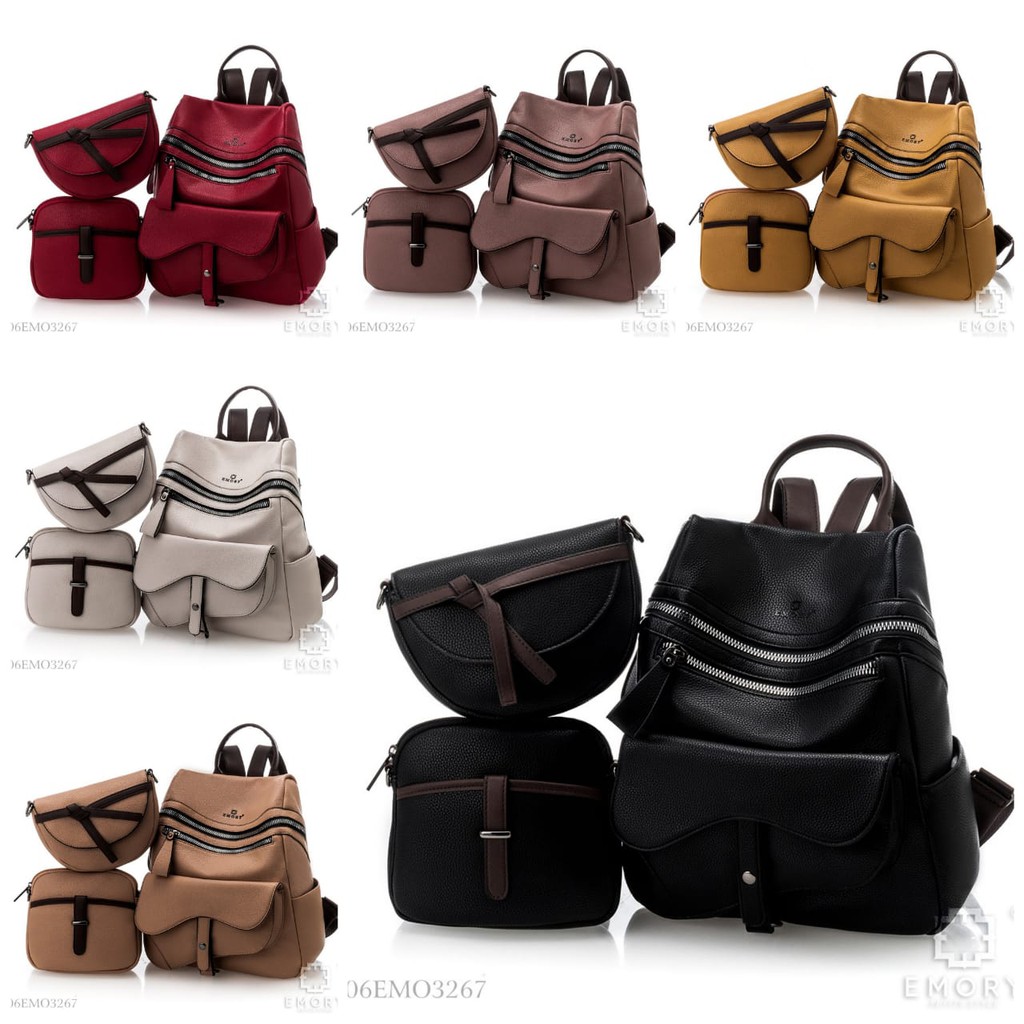 EMORY MARTINE 06EMO3267 ORIGINAL BRAND TAS RANSEL WANITA SET 3IN1 IMPORT BATAM