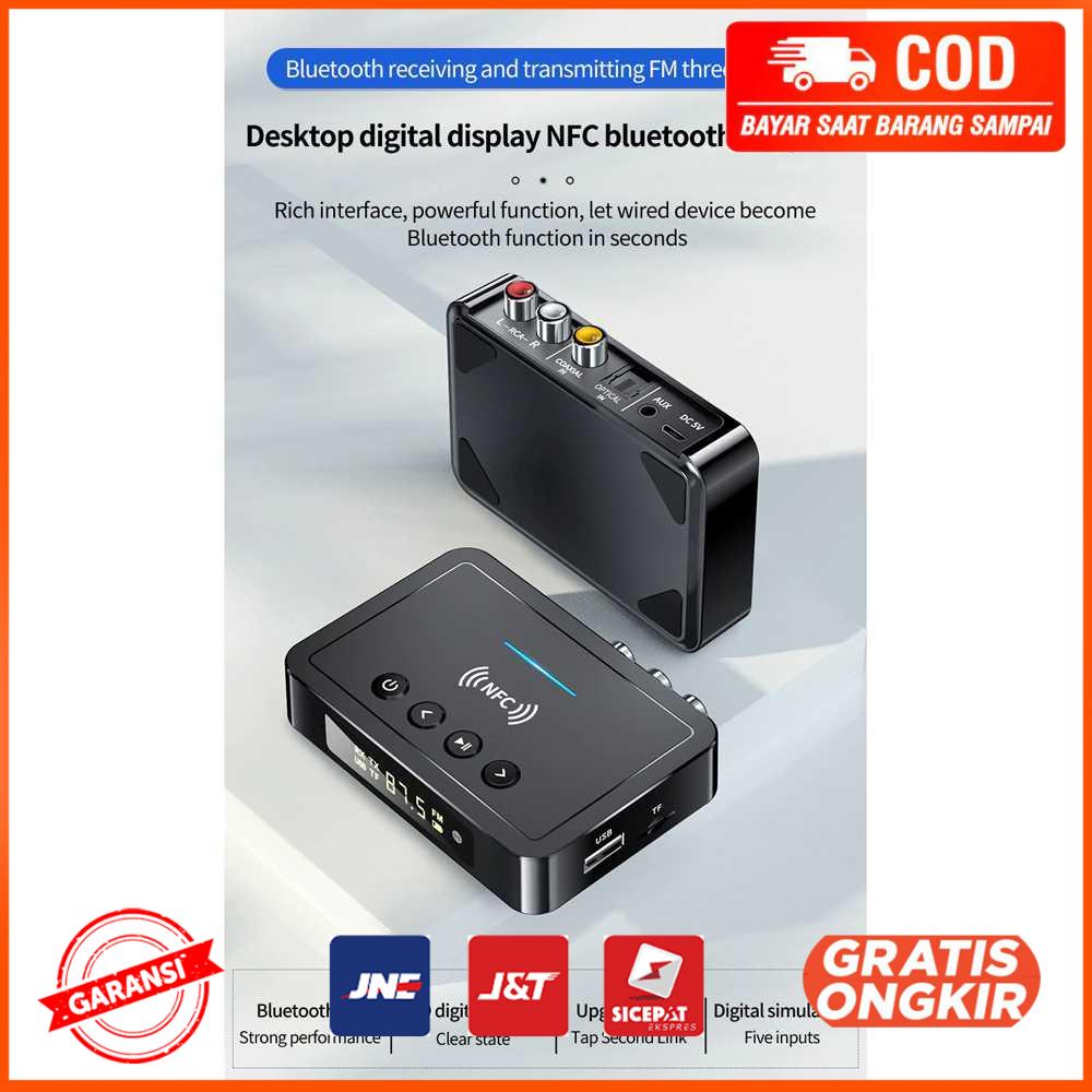 Bluetooth 5.0 Receiver Transmitter FM Coaxial AUX NFC M6