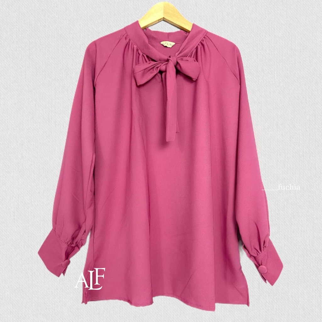 Alfaina Rosa Blouse Atasan Wanita Kerah Pita