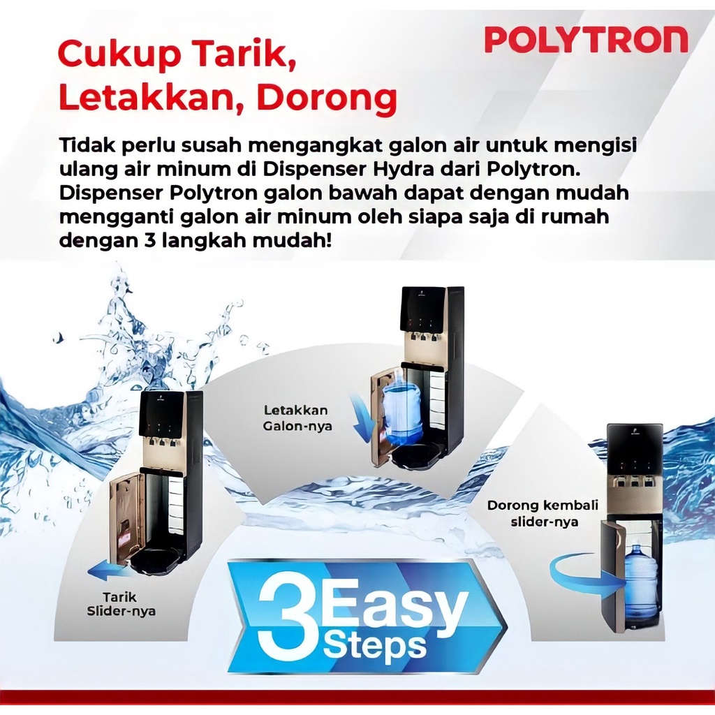 Polytron Dispenser Galon Bawah Hydra dengan UV PWC 778XUV - Hitam