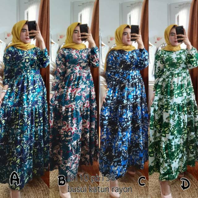 Gamis abstrak/dress abstrak daun