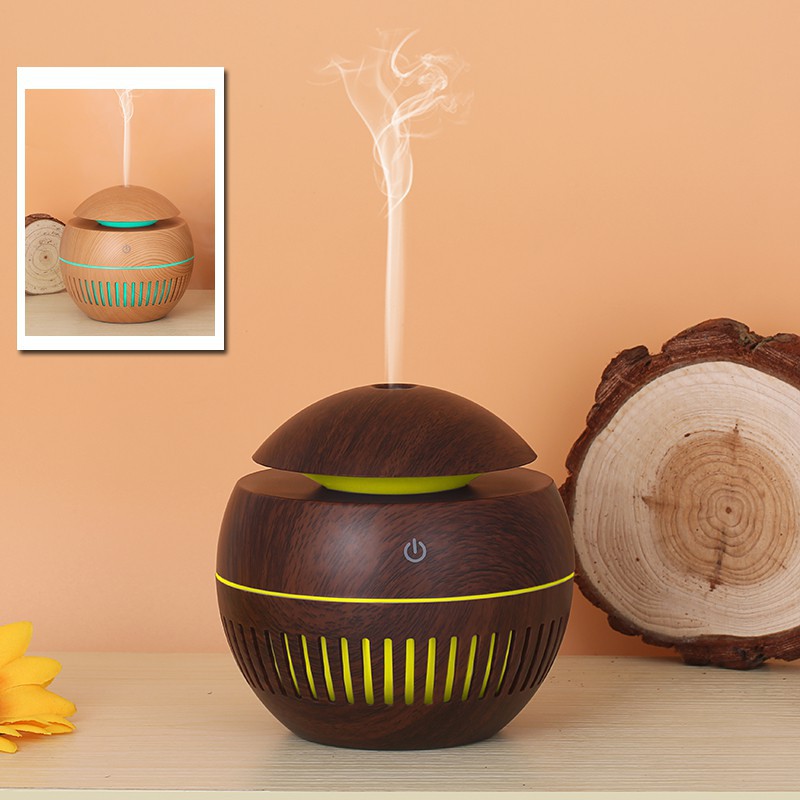 Taffware Ultrasonic Humidifier Aroma Essential Oil Diffuser Wood Design 130ml KJR12 Wooden Grab