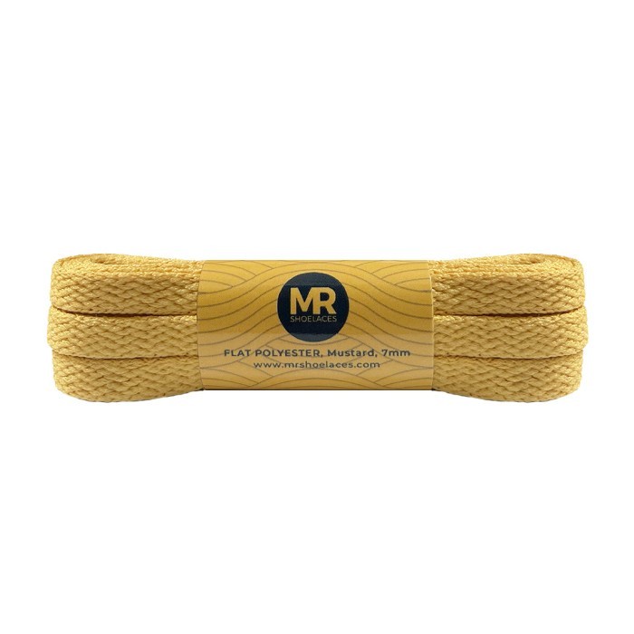 MR Shoelaces FP60 Kuning Mustard Sepatu Pipih Flat 7mm 90cm 100cm 120cm 130cm 140cm 150cm 180cm 200cm