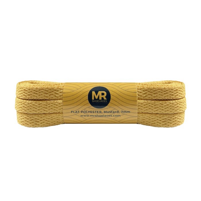 Original MR Shoelaces FP60 Kuning Mustard Sepatu Pipih Flat 7mm 90cm 100cm 120cm 130cm 140cm 150cm 180cm 200cm Polyester Shoelaces Premium