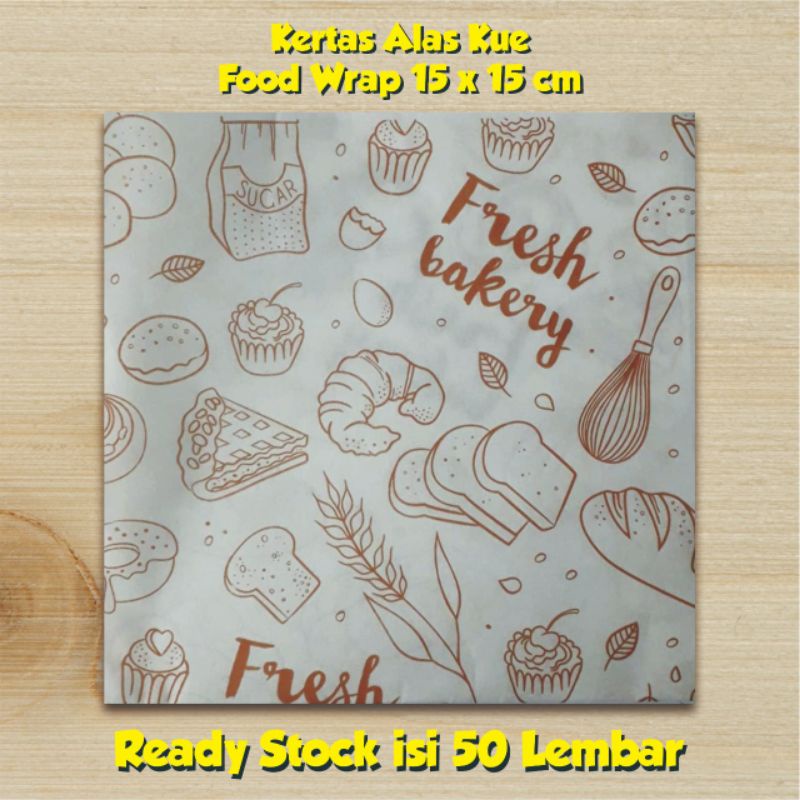 Kertas roti alas kue baking wrap paper motif fresh bakery simple praktis kekinian 50 lmbr