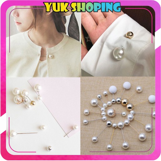 YUKSHOPING A017 Pin Baju  Mutiara  Aksesoris  Jilbab Hijab 