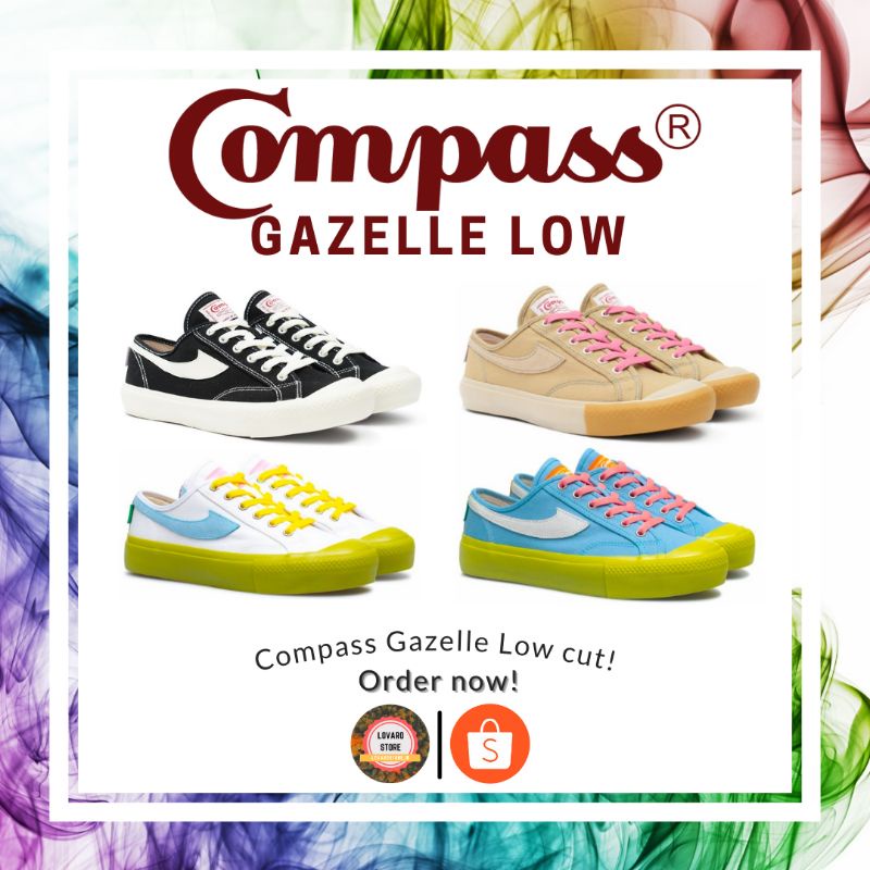 Compass Gazelle Low BW Black White / Pink Frost / Matcha White / Matcha Blue