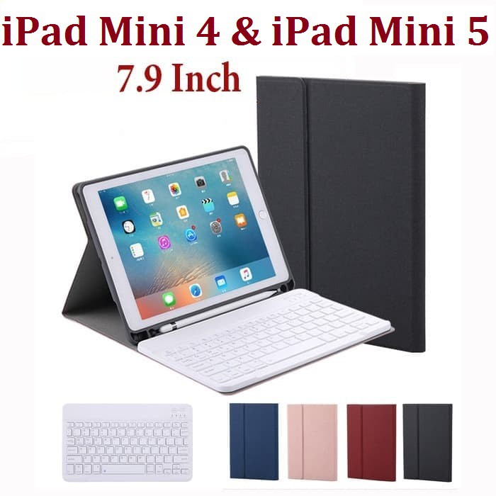 SMART KEYBOARD IPAD MINI 4 / 5 WITH PEN HOLDER BLUETOOTH PREMIUM CASE