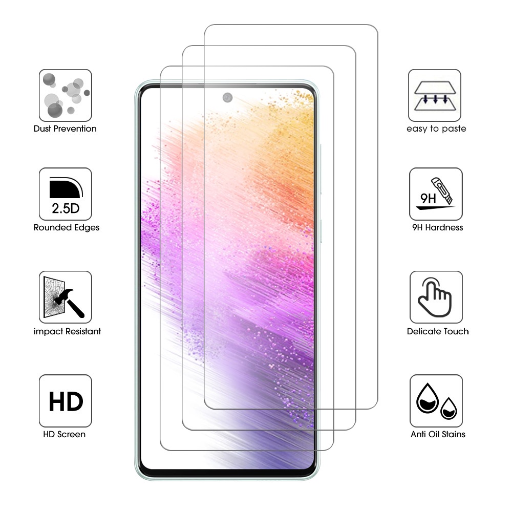 1pc Pelindung Layar Tempered Glass Anti Sidik Jari Untuk Samsung A73 5G