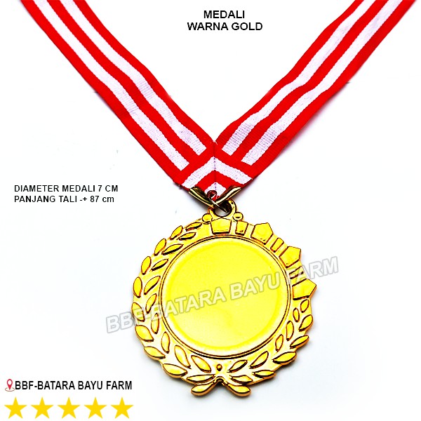 Medali murah warna gold plus tali (bahan plastik)