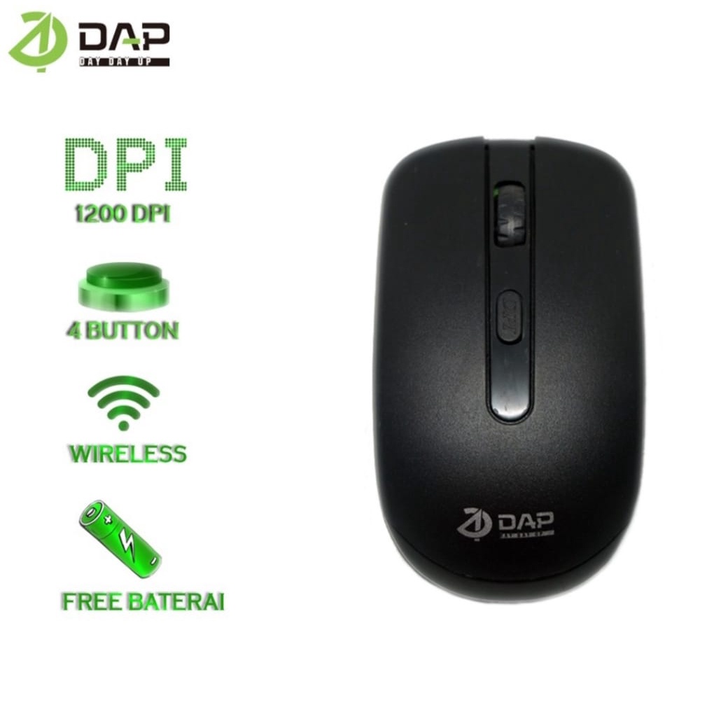 Mouse Bluetooth Wireless DAP W017 2.4GHz Silent Optical Wired 1200DPI Original Free Baterai-Mouse Bluetooth Wireless PC Komputer-Laptop-Windows,Linux.Mac Os Silent