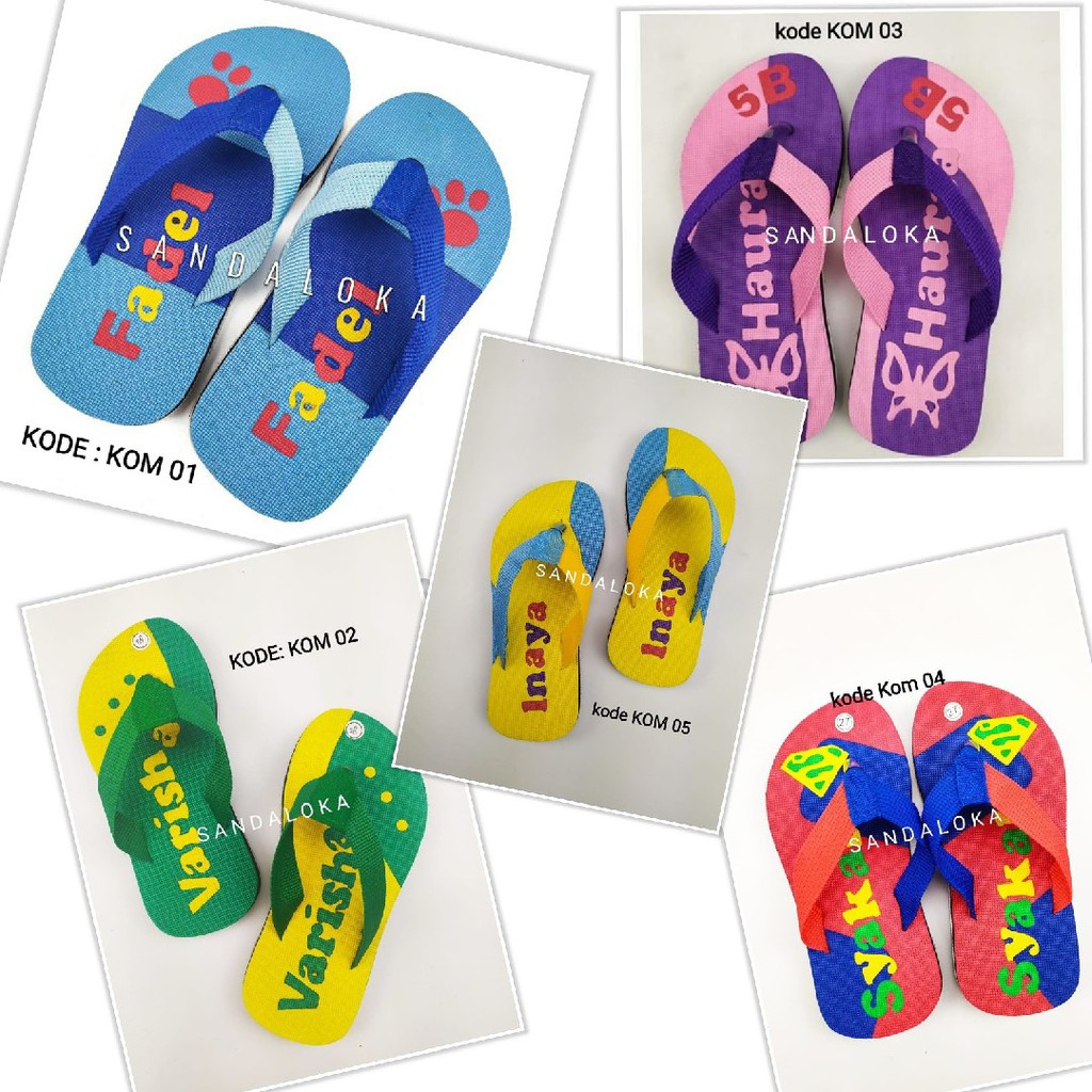 [PO] Sendal Nama Wudhu Bisa Custom | Sandal Karakter Bebas Pilih Warna