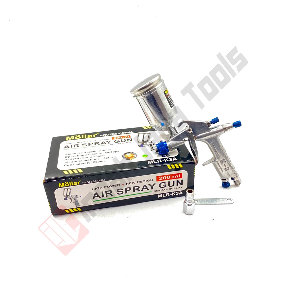 MOLLAR K3A Spray Gun K3 Tabung Atas 200 mL Alat Semprot Cat Kompresor