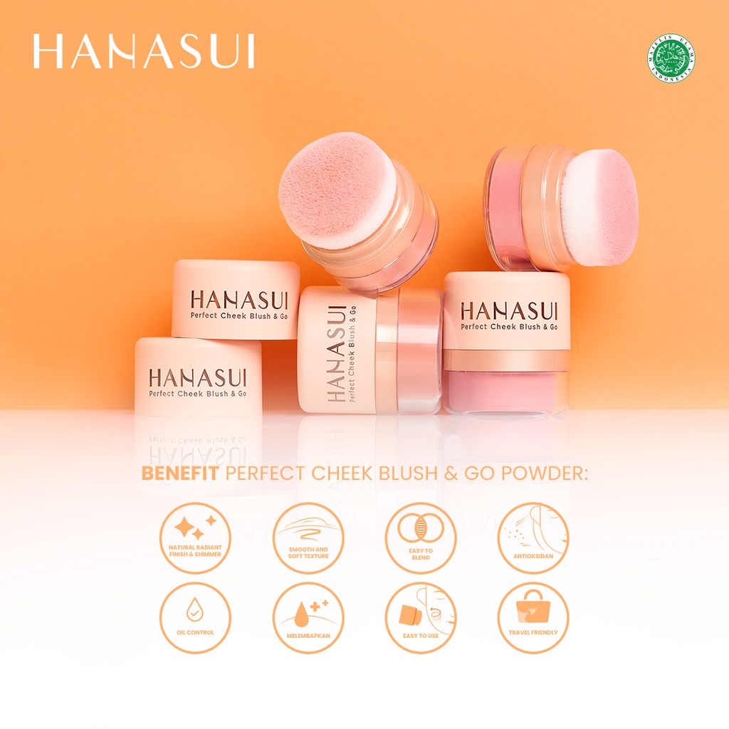 Hanasui Perfect Cheek Blush &amp; Go - Blush On Shimmer Natural 2.5gr Original BPOM