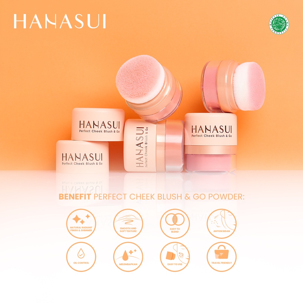 HANASUI Perfect Cheek Blush &amp; Go Indonesia / Make Up Pink Peach / Blusher On Wajah / Cleansing Remover Spray Primer BB Cream Loose Compact Powder Serum Cushion Eyeshadow Mascara Eyebrow Eyeliner Pen Pencil Lipstick Lip Cream Tint Cosmetic Paket Face Set