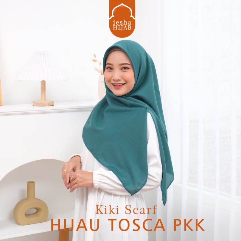 Lishani Hijab Segiempat Kiki Scarf Bahan Katun Warna Hijau Tosca PKK