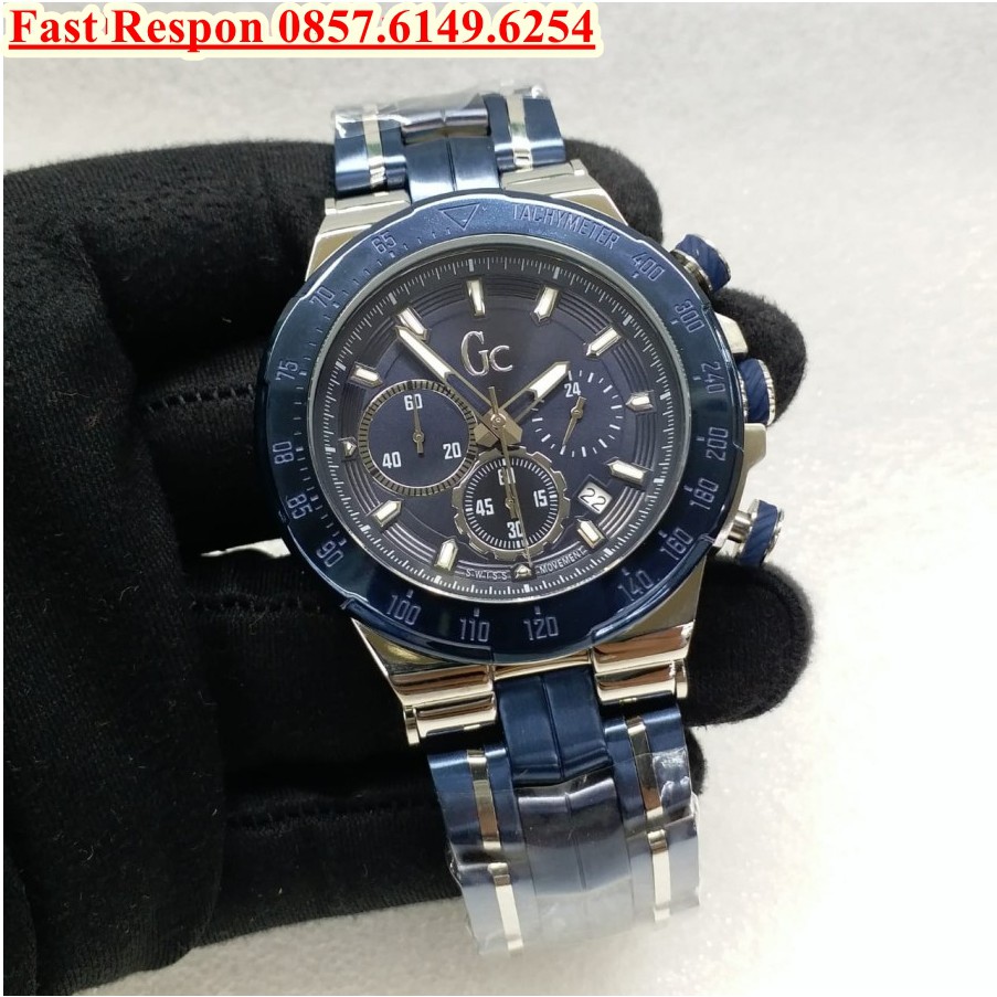 Flash Sale Jam Tangan Pria GC Chronohraph Blue SIlver Garansi 1th