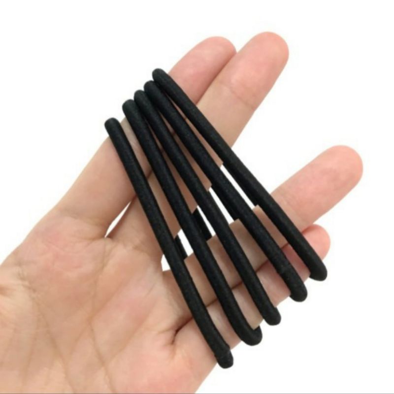 6 pcs karet rambut hitam aksesoris rambut korea ikat rambut pria tebal
