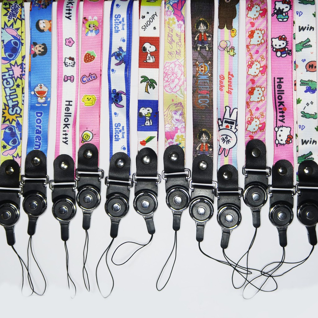 SNAP ON LANYARD ID CARD / TALI GANTUNGAN HP / KUNCI MOTOR KARAKTER STRAP MOTIF RANDOM