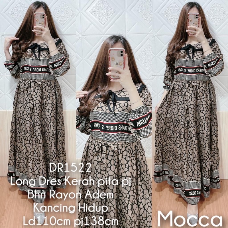 m&j store- Fashion muslim -long dress kerah -katun rayon premium