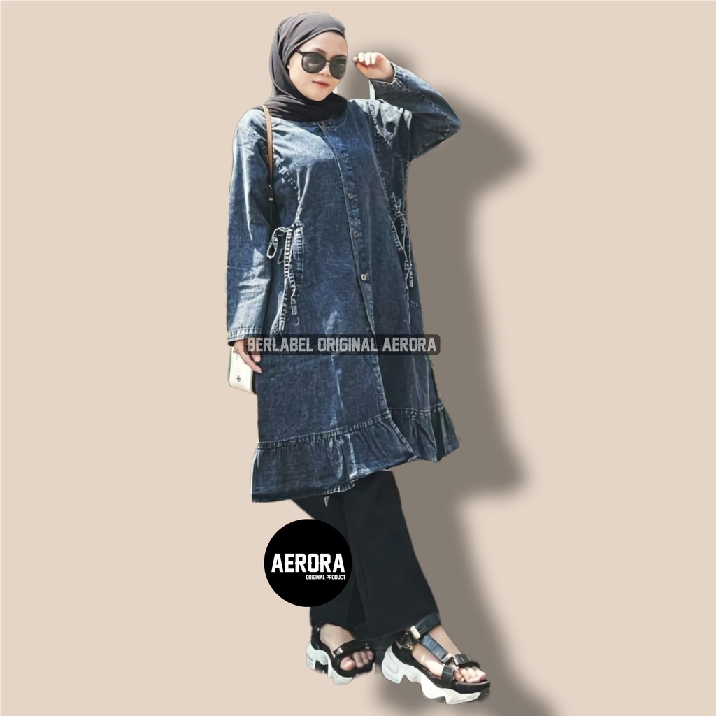 Baju Atasan Tunik Jeans Denim Wanita Terbaru 2022 Busui Kekinian Bordir Halus Asli Premium Ld 110 P 95 Paris Tunik Black Allsize