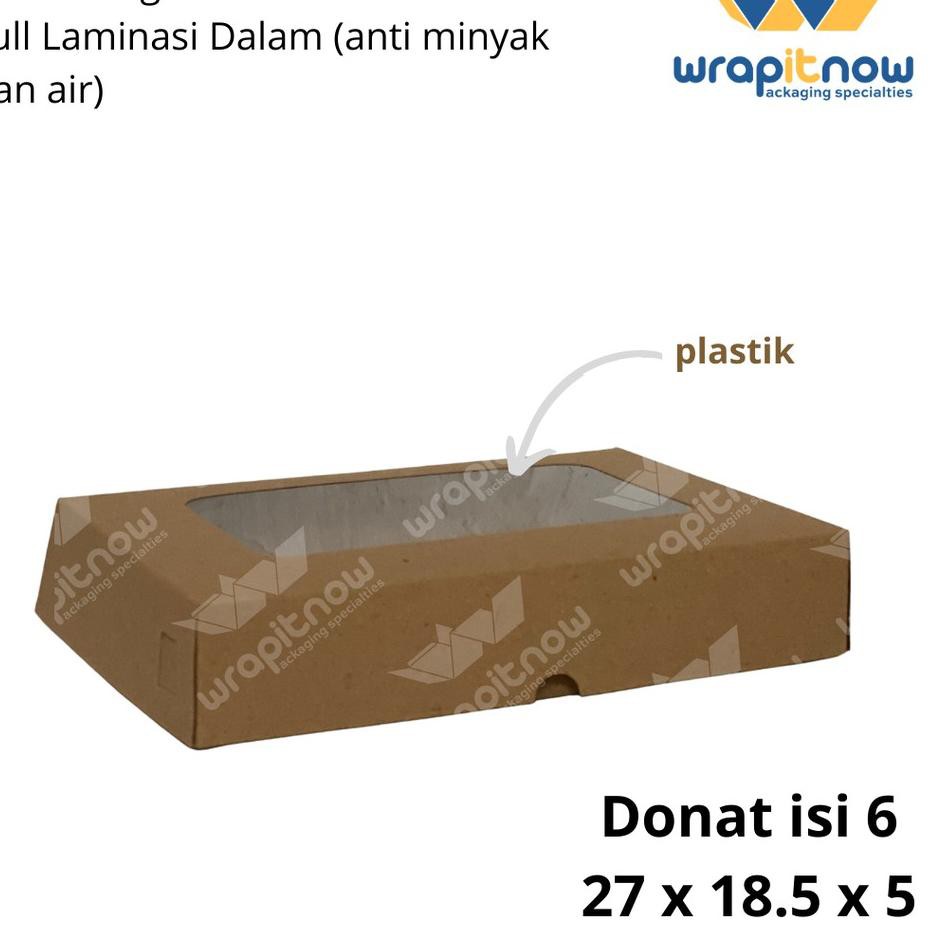 

TG ❤️ (isi 50 pcs) Dus Donat isi 6 Kraft Laminasi 27x18.5x5// dus roti/ dus cookies TNR ✅