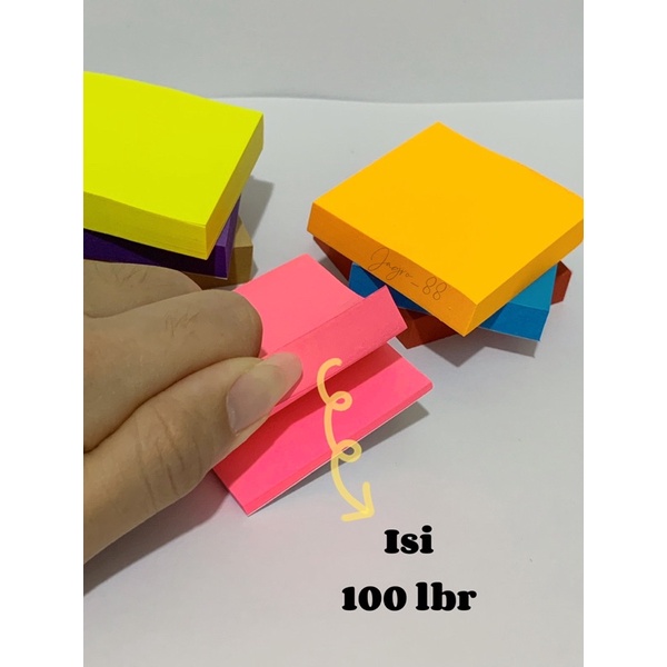 post-it ukuran 5cm x 5cm memo sticky note kertas tempel super sticky notes warna warni memopad