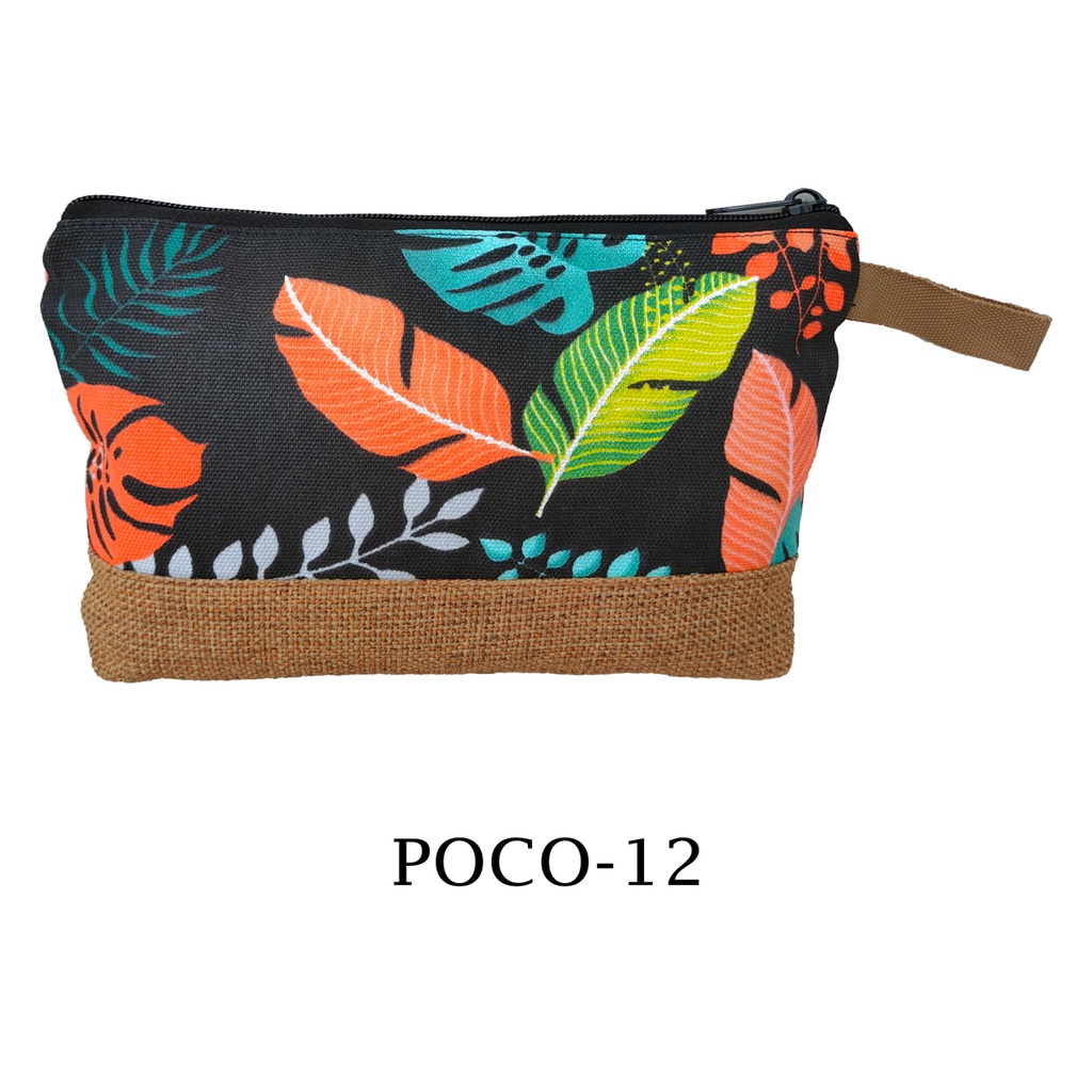 POUCH KANVAS KOMBINASI BAHAN TEBAL BISA UNTUK SOUVENIR 26x17 MOTIF POCO-12