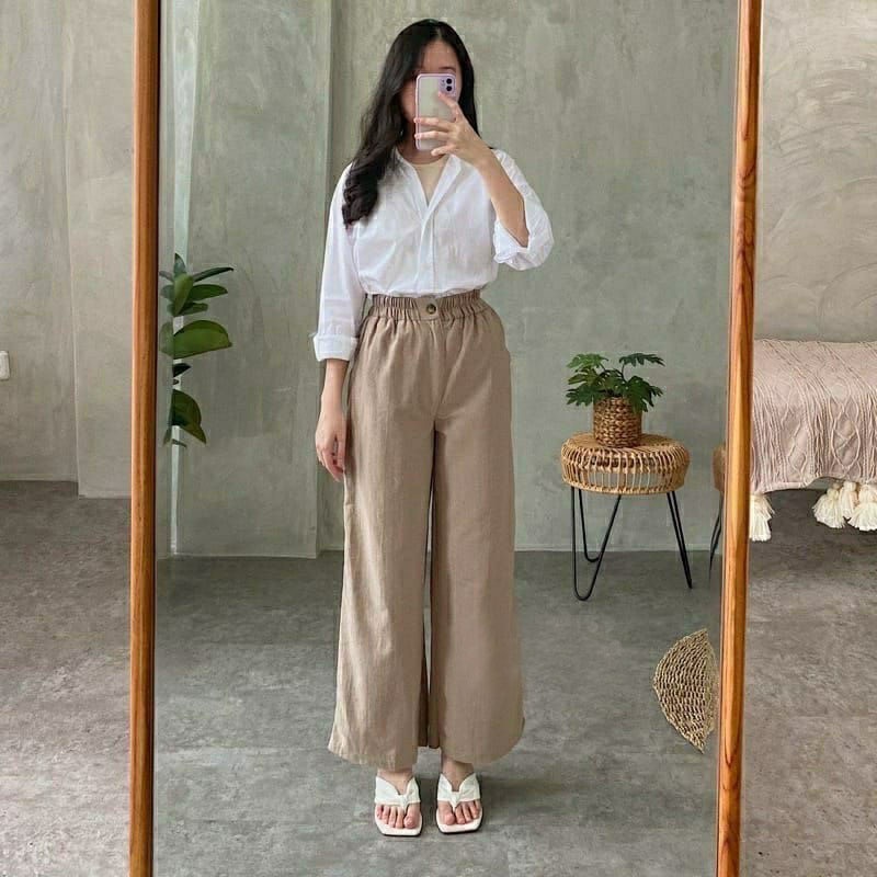 BEFAST - ZFS OOTD Celana Kulot KATRINA / FLOW CRINCLE AIRFLOW COMFY KULOT / Celana Panjang Casual Wanita / Bawahan Wanita / Celana Panjang Formal / Kulot Pinggang Karet Terlaris / Trendy / OOTD Remaja Kekinian Wanita