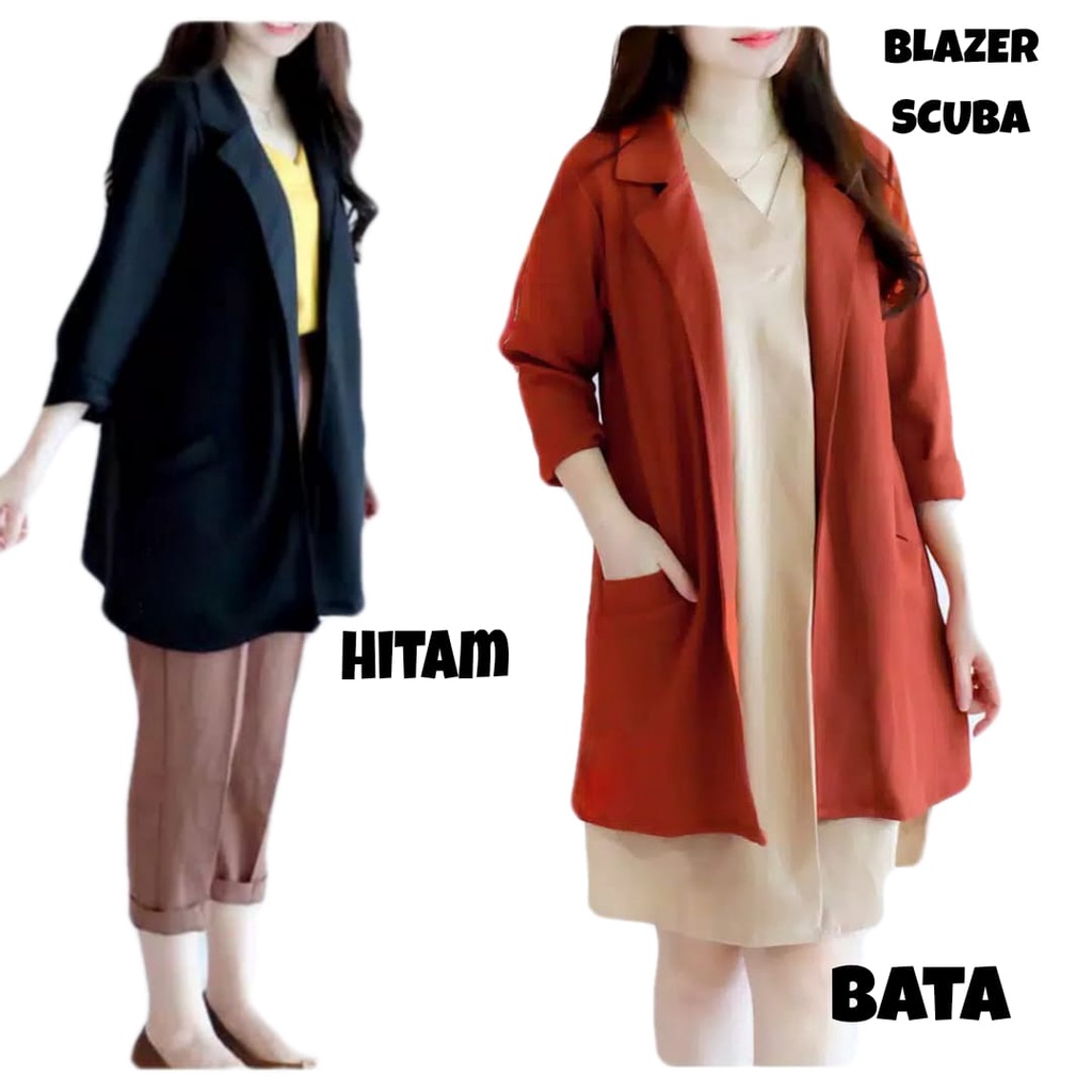 BLAZER WANITA/OUTER BLAZER BASIC SCUBA/BLAZER WANITA KOREA/OUTER POLOS SCUBA