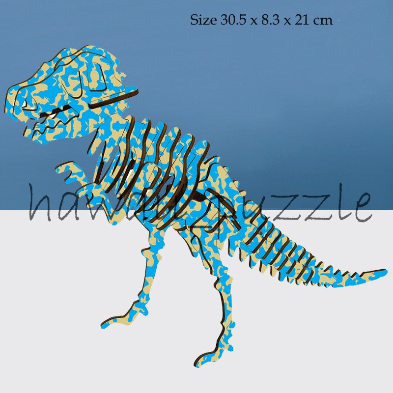 Puzzle 3D DIY bahan kayu model TYRANNOSAURUS mainan puzzle edukasi anak (kado pajangan dekorasi )