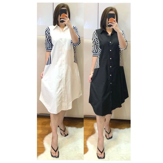 DRES BAHAN KATUN IMPORT KOMBINASI BAHAN SILK