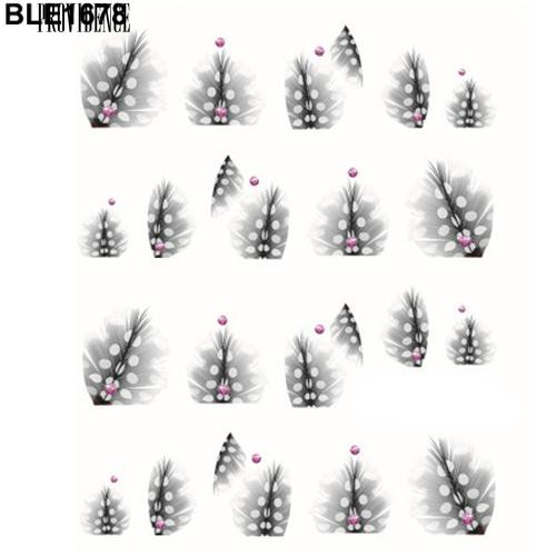 [Bayar Di Tempat] 1 Lembar Mode Feather Bentuk 3D Nail Art Air Decal Sticker Nail Tips Dekorasi